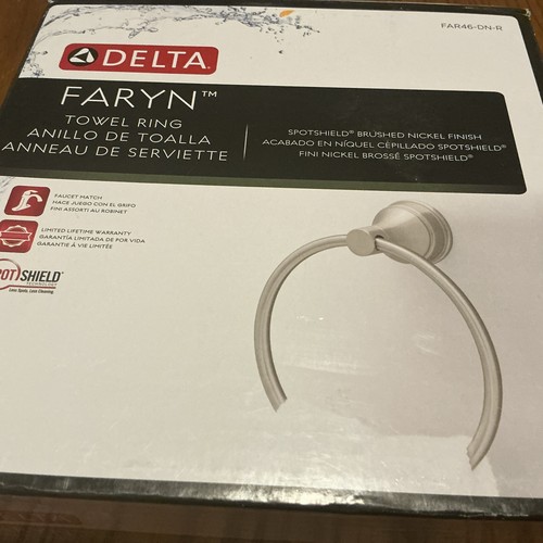 Delta Faryn FAR46-DN-R Wandhalterung rund geschlossen Handtuchring Bad gebürstetes Nickel - Bild 2 von 2