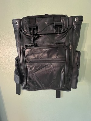 VINTAGE MAXAM GENUINE LAMBSKIN LEATHER BACKPACK BLACK EXTRA LARGE