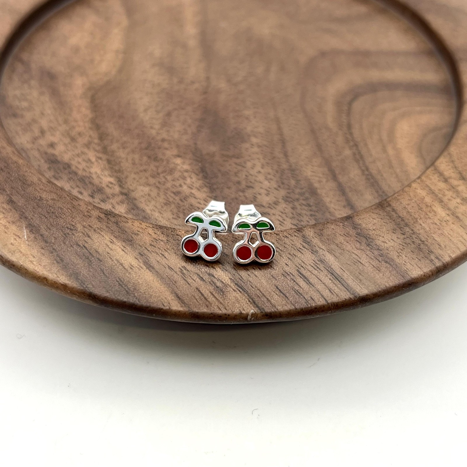 Boucles d'oreilles puces cerises Argent 925, le cadeau idéal pour un anniversaire