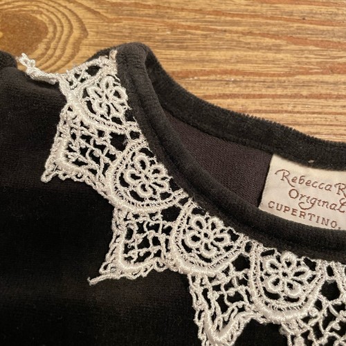 Rebecca Raggs VTG Original Black Velour Long Sleeve Flower Girl's Dress Size 5 - Picture 4 of 7