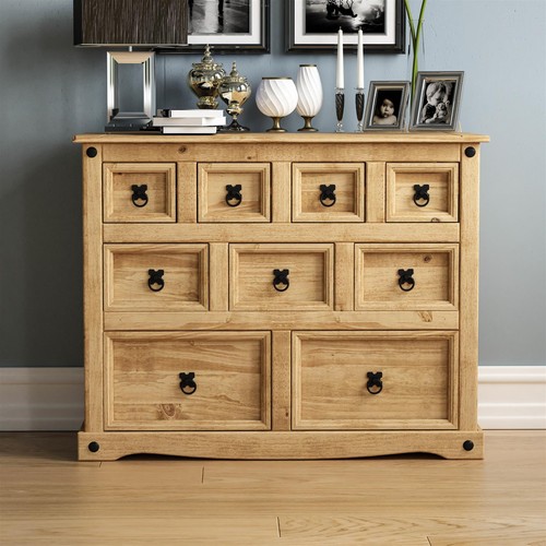 Corona Merchant Chest 4+3+2 Drawer Mexican Solid Pine Wood Storage Furniture - Picture 3 of 8