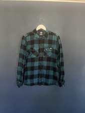 Dickies S Blue Plaid Flannel Shacket Men over shirt thick cotton checkered 