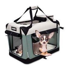 Soft Dog Crates Kennel for Pets, 3 Door Soft Sided Folding Travel Pet Carrier...