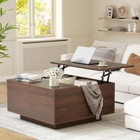Mossora Walnut Brown Lift Top Coffee Table with Hidden Storage 80x80x40cm Boxed