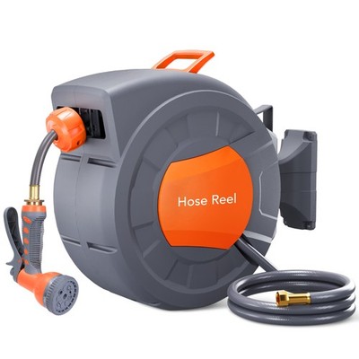 Retractable Garden Hose Reel 1/2'' x 100FT Wall Mounted Heavy Duty Water Hose