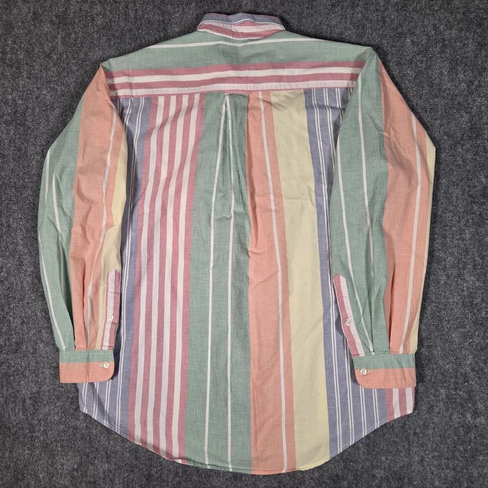 Camisa Nautica De Colección Para Hombre L Multicolor Rayas Pastel Años 90 Preppy Colorblock Foto 4 de 4