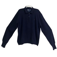 Polo Ralph Lauren VTG Lambswool Knit Collared Pullover Sweater Blue Men  s XL