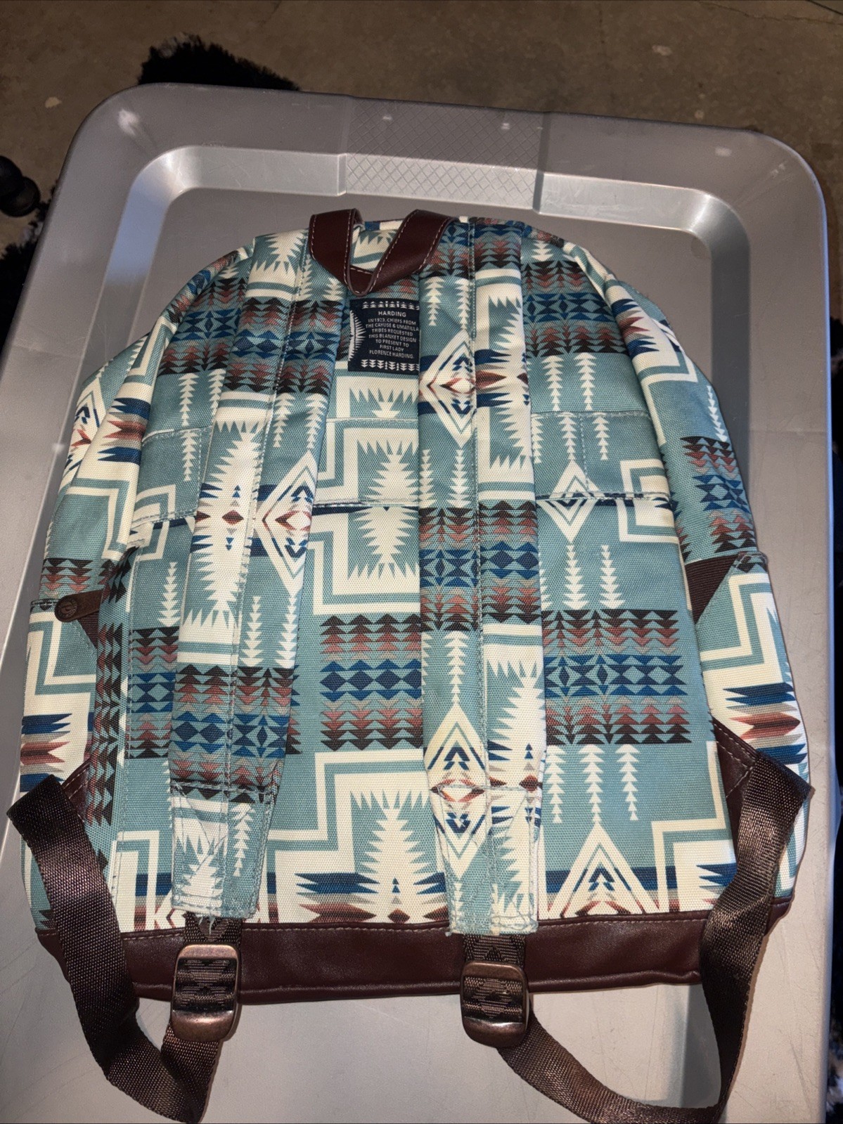 Pendleton Harding Aqua Tribal Pattern 17" Quality… - image 3