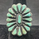 VTG Native American Zuni Sterling Silver Petite Point Turquoise Ring Sz 8