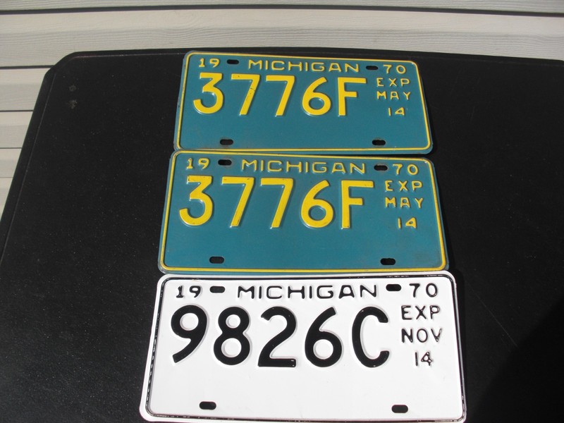 Classic Historic Vintage  1970  Michigan MAY & NOV. 1/2 Year License Plate's