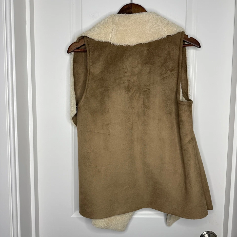 Lauren Ralph Lauren женщин искусственного шерпа с подкладкой замшевый жилет куртка SizeL коричневый открытый - Изображение 4 из 4