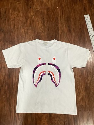 A Bathing Ape BAPE Shark Zipper T-Shirt Size Medium White