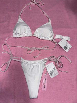 Forever 21 White And Pink Bikini Triangle Cup Swimsuit Sz Small