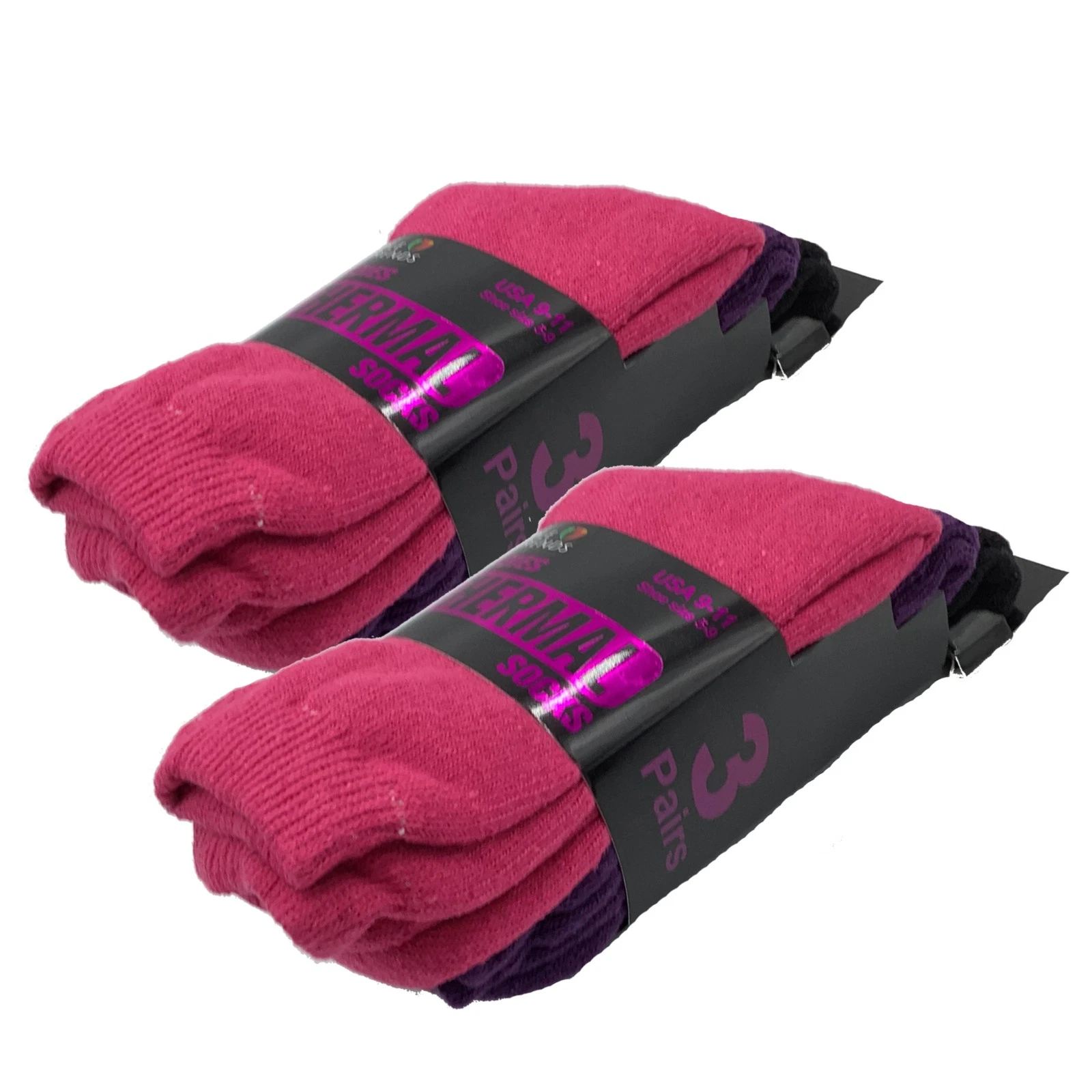 Women's 6 Pack Thick Thermal Crew Cold Weather Boot Socks Winter Outdoor
