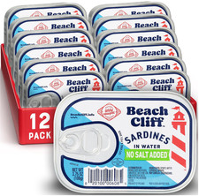 Beach Cliff Wild Caught Canned Sardines in Water, No Salt Added, 3.75 Ounce Pac
