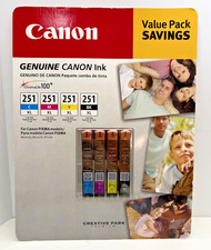 NEW OEM Genuine Canon Ink Cartridges PIXMA CLI-251XL Black Cyan Magenta Yellow