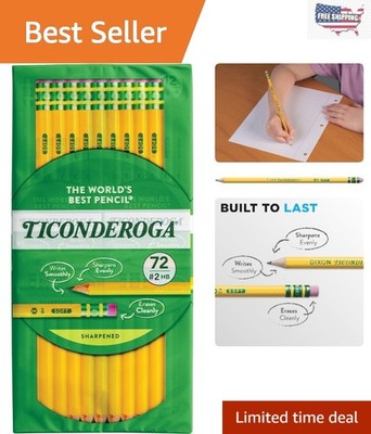 72 Pack HB Yellow Graphite Pencils with Erasers - Ideal for Every Task