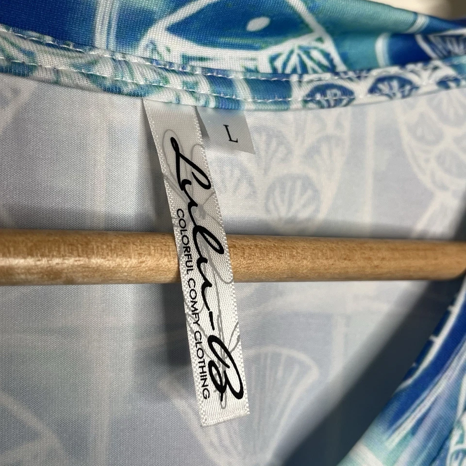 Top Lulu B manga corta estampado de peces para mujer talla L resort playa vacaciones tropicales Foto 3 de 4