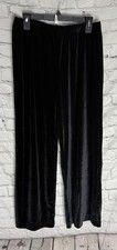St. John by Marie Gray Wide Leg Pants Women's Velour Velvet Pull On Black M