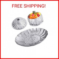 Collapsible Stainless Steel Vegetable Steamer Basket - Fits Pots 5.3 to 8.6