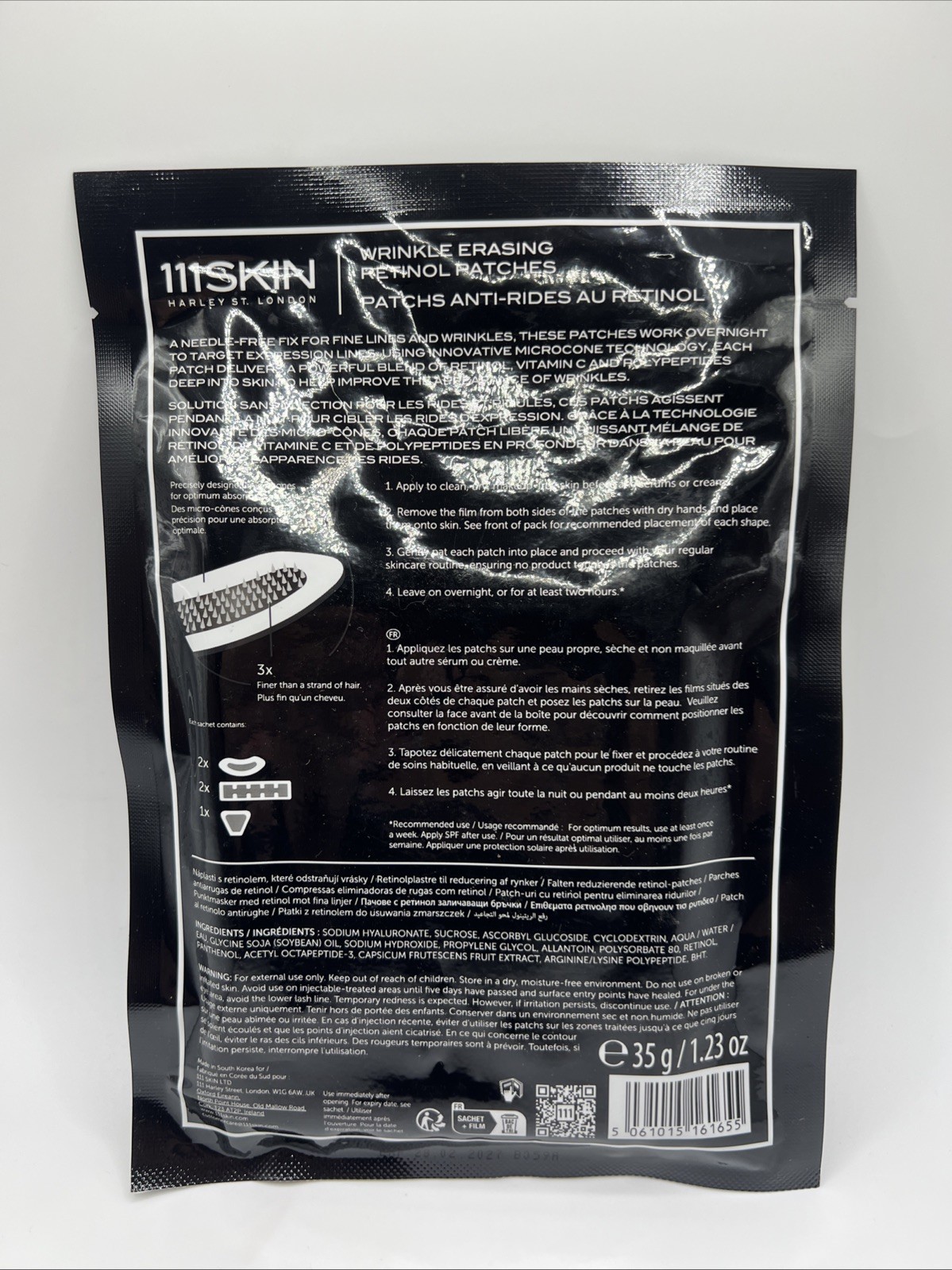 111 Skin Wrinkle Erasing Retinol Patches, 35 G/ 1.23 Oz. NEW/SEALED