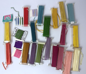 Lot of 24 Silk Ribbon Assorted Colors for Embroidery Most 4mm Various Lengths