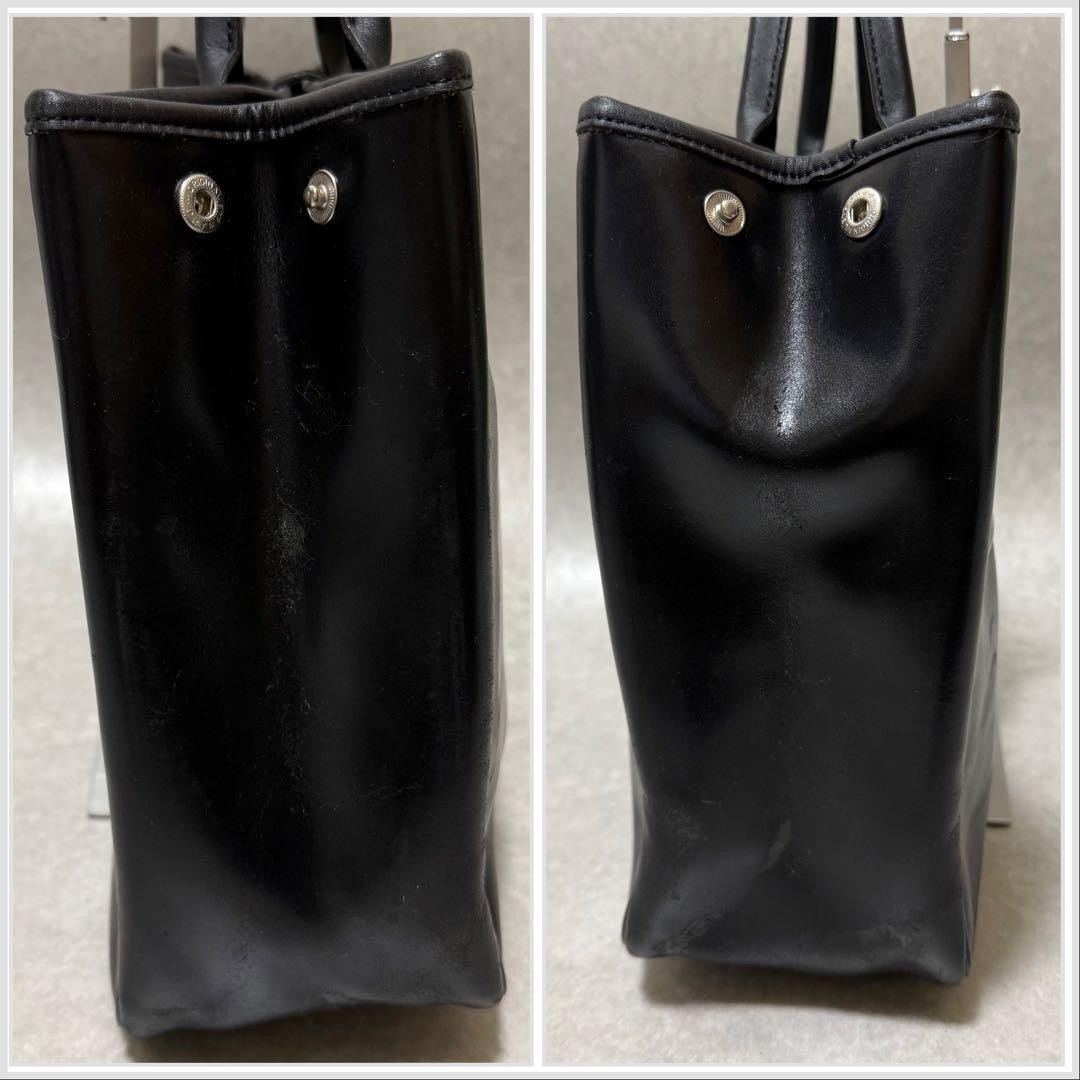 Longchamp Rozo Leather Tote Bamboo Handle Black A4 Capacity Silver HW Authentic image 6