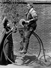 Bicycles Acrobat Bill Hart in cowboy habit on a penny farthing. Wi- Old Photo