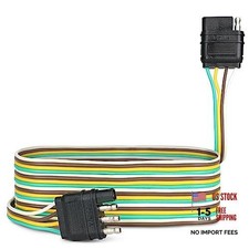 Trailer Wire Extension, 10ft, 4-Way 4-Pin Plug Flat 20 Gauge Hitch 10 ft.