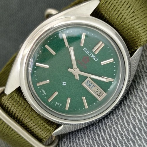 VINTAGE SEIKO EXPO 70 AUTOMATIC JAPAN 7009A MENS GREEN COLOR DIAL WATCH a2471-U