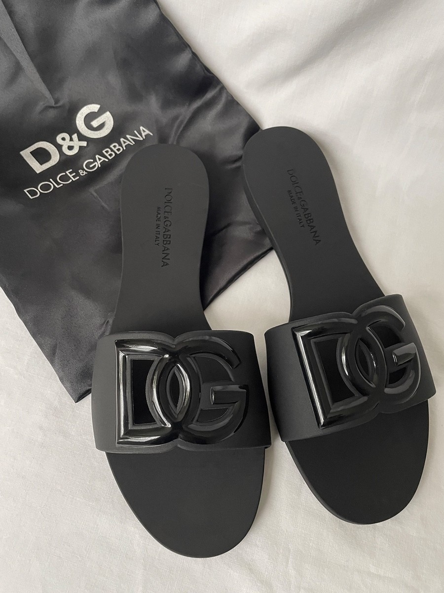 Dolce&Gabbana Black Rubber Slides Sandals Beachwear EU 39 / US 9