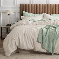 Waffle Comforter Set Beige Soft Bedding, Waffle Weave Bed Set, King 07 - Beige