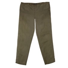 Eileen Fisher Olive Brown Linen Blend Pull On Cropped Straight Leg Pants Size S
