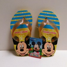 Flip Flops Beach Sandals Disney Mickey Mouse Toddler kids Boys Girls 5-6 Yellow