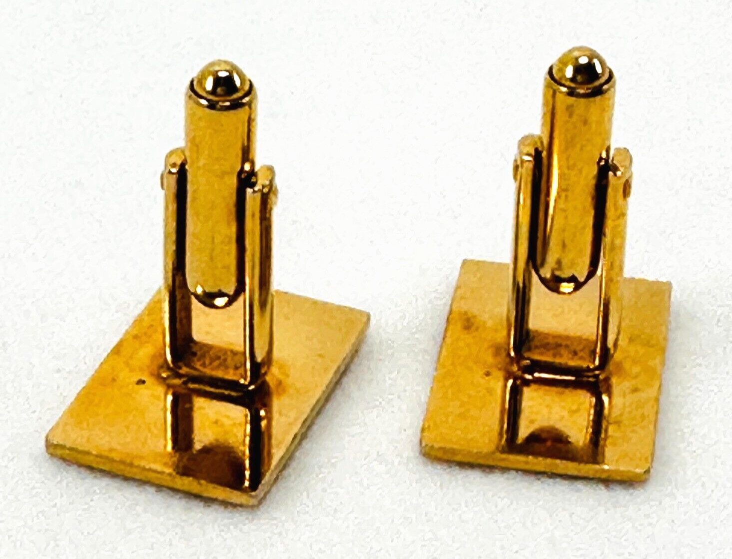 Cuff Links Gold Tone Rectangular Textured Pattern… - image 7