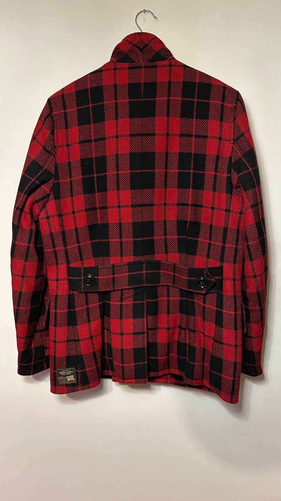 Ralph Lauren Denim & Supply Plaid Pea Coat New RRL style red black eBay