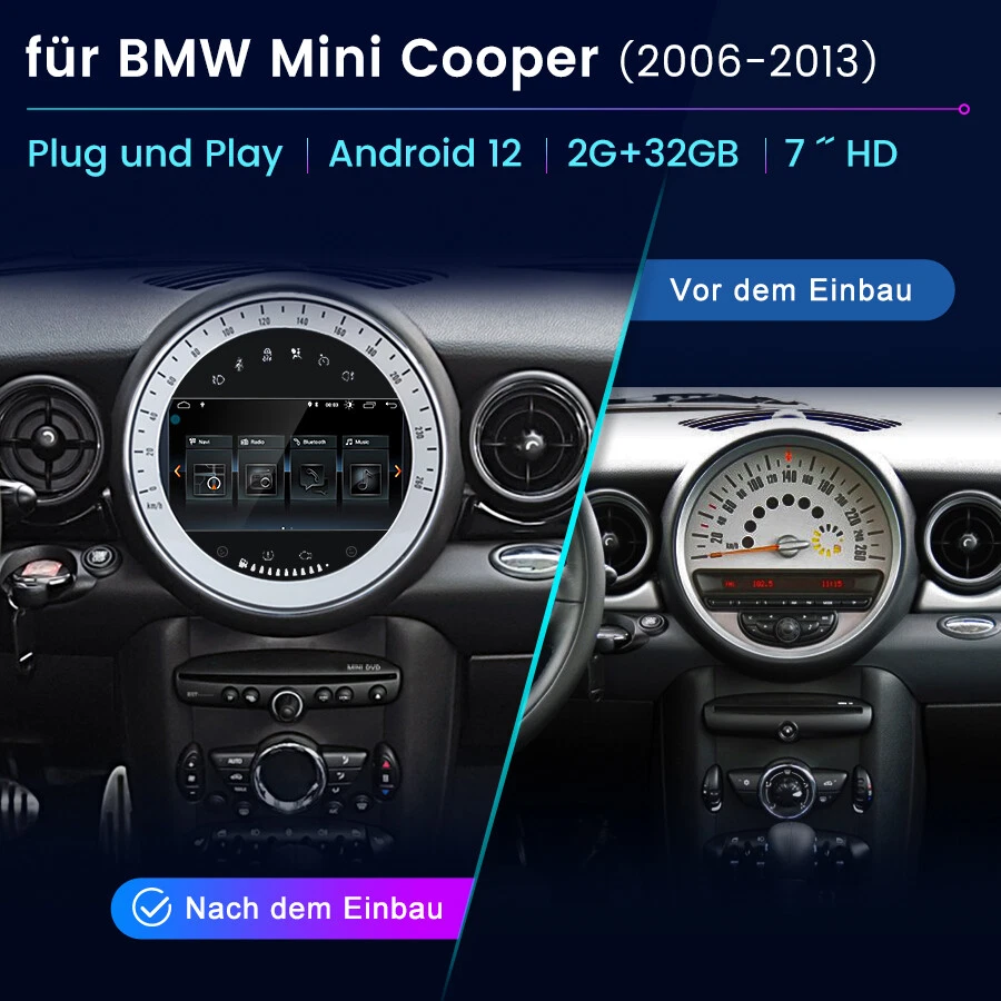 Für BMW MINI Cooper 2006-2013 DAB+ Android 12 Autoradio GPS Navi WIFI 2+32GB USB - Bild 2 von 4