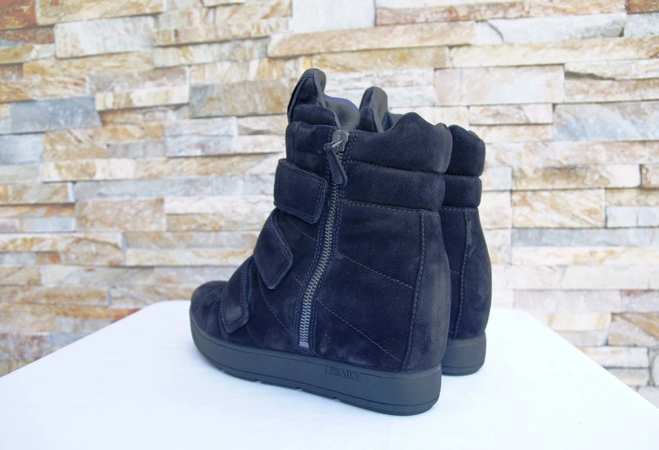 PRADA Talla 35 Botines Zapatos 3TZ035 Ante Negro Nuevo Antiguo PVPR550 € - Imagen 3 de 4