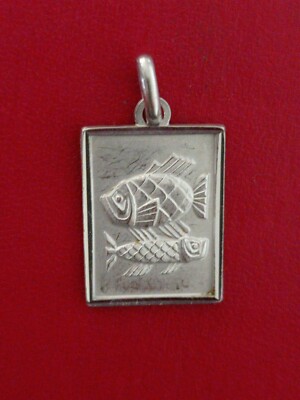 Pendentif Vintage Signe Poisson Argent Rhodié - Bijou Astrologie Jamais Porté