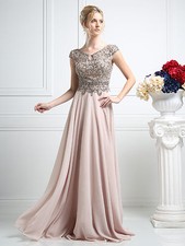 New Beaded Long Chiffon Evening Party Formal Mother of Bride Prom Gown Dress