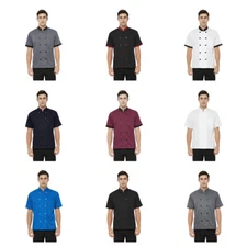 Unisex Chef Coat Short Sleeve Button Chef Jacket Kitchen Restaurant Uniform