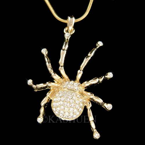 EVER FAITH® Halloween Gold-Tone Cool Skull austriaco collana di