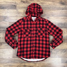 Boston Trader Flannel Shirt Womens Small Red Buffalo Plaid Sherpa Lined Shacket