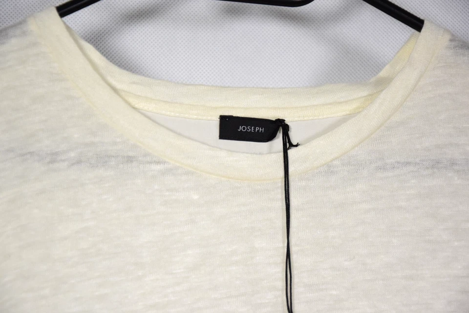 NEW JOSEPH Ecru Round neck SATIN/KNIT BLOUSE Long sleeve | Size M | SILK LINEN - Image 3 of 4