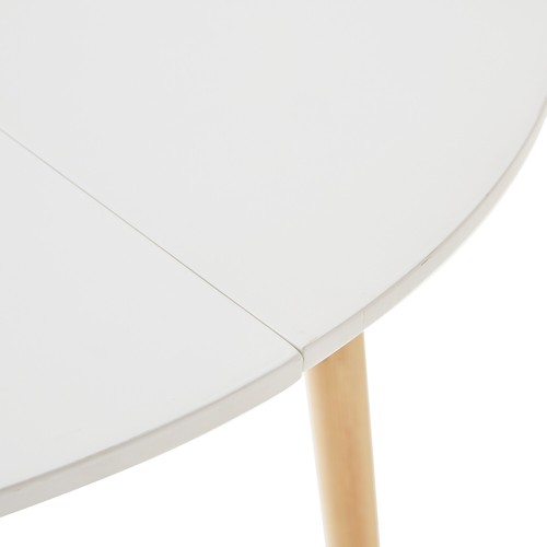 Mesa Redonda 80cm,Mesa de Comedor o Cocina con Patas de Madera de Haya Blanco - Imagen 5 de 9