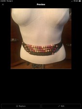 Vintage Wood/Brass/Leather One-Size Women s Belt