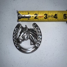 Western Horse Horseshoe Belt Buckle Cowboy Cowgirl Vtg 80s Nocona    .MMR462