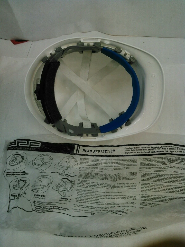 Boné estilo chapéu rígido ERB Omega II com 6 pt. LOTE DE 9 alças de catraca e queixo brancas - Imagem 2 de 3