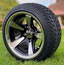 12 Bullitt Machinedblack Golf Cart Wheels 21535-12 Low Profile Dot Tires