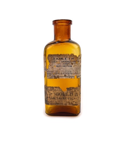 Vintage/Antique? Amber Glass Apothecary Bottle- Tablets, Gould Pharmaceuticals